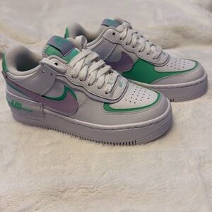 Nike AF1 Shadow White and Green Shoes